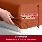 Mellanni Split King Sheets Set - 5 PC Iconic Collection Bedding - Hotel Luxury, Extra Soft, Cooling Bed Sheets - Wrinkle, Fade, Stain Resistant (Split King, Terracotta)