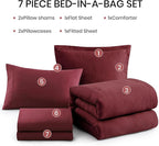 Monbix Queen Comforter Set Red, Cationic Dyeing Reversible Bedding Set 7 Pieces, All Season Bed in a Bag with Sheets, Pillowcases & Shams