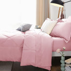CozyLux Queen Comforter Set Pink - Bed in a Bag Queen Size 7 Pieces, Luxury Soft Bed Set for All Seasons, Bedding Set with Down Alternative Comforter, Sheets, Pillowcases & Shams