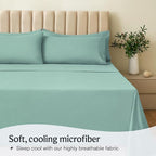 LuxClub 4 PC Queen Sheet Set, Deep Pockets Wrinkle Free Cooling Bed Sheets Hotel Bedding for Women, Men, Kids & Teens, Includes 1 Fitted Sheet, 1 Flat Sheet and 2 Pillowcases - Silky Soft Light Teal