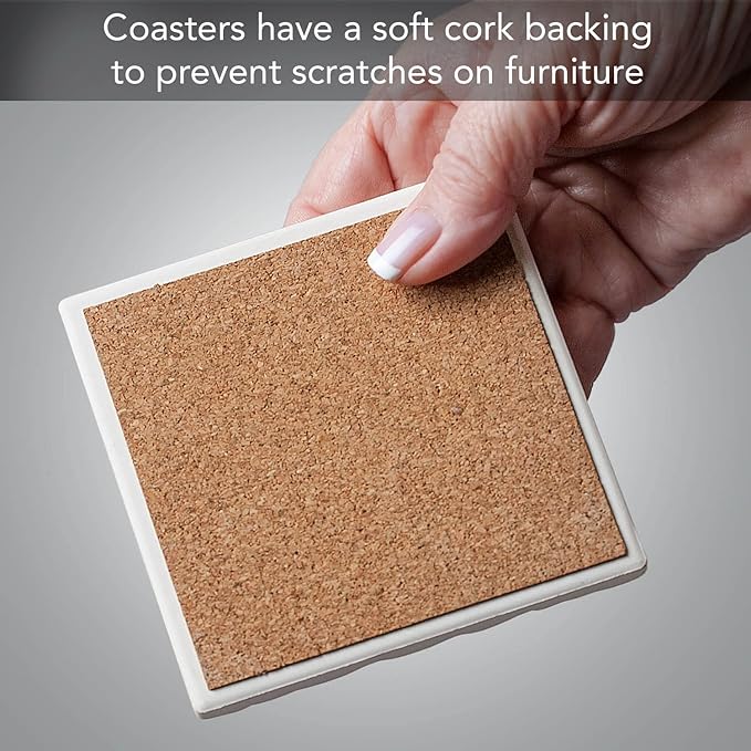 Thirstystone Fall Pumpkins 4 Pack Assorted Tumbled Tile Stone Coasters with Protective Cork Backing 4" Square Manufactured in The USA