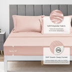 Love's cabin Twin Comforter Set Pink, 5 Pieces Twin Bed in a Bag, All Season Bedding Sets with 1 Comforter, 1 Flat Sheet, 1 Fitted Sheet, 1 Pillowcase and 1 Pillow Sham
