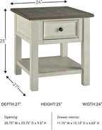 Signature Design by Ashley Bolanburg Farmhouse Square Two Tone End Table, Antique Cream