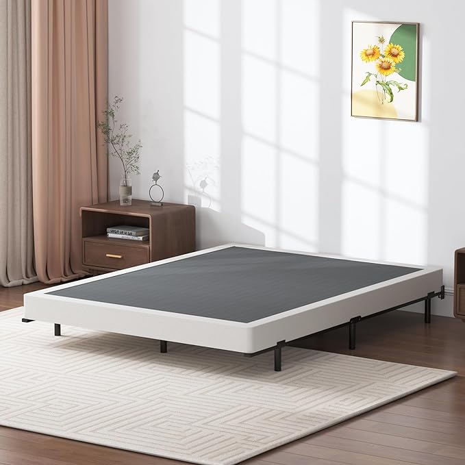Box Spring Full - 3 Inch Heavy Duty Low Profile Metal Box Springs for Full Bed, Mattress Foundation, Easy Assembly,Easy Clean Cover