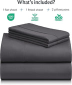 LuxClub 4 PC California King Size Sheet Set Sheets Deep Pockets Wrinkle Free Cooling Sheets Machine Washable Hotel Bedding Silky Soft - Dark Grey California King