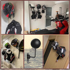 SANGMO 180°Motorcycle Helmet Rack, Rotation Metal Helmet Holder Wall Mounted Helmet Rack Motorcycle with 2 Hooks Helmet Hanger for Motorcycle Bike Coats, Caps, Baseballs, Rugby Helmet (1 pcs)