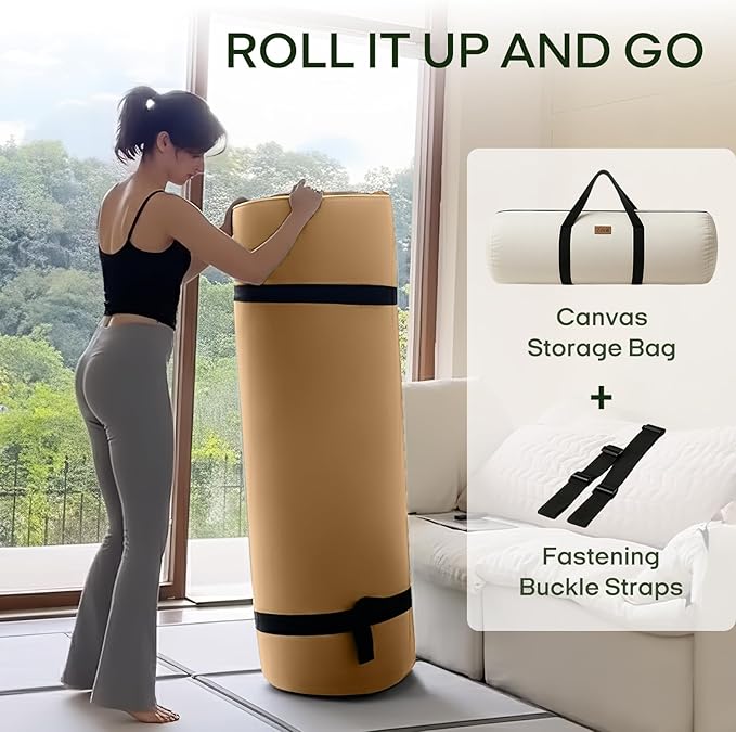 ZonLi Japanese Floor Futon Mattress Queen Size 80"x 60", 100% Cotton Cover 2.5'' Thicken Tatami Mattress, Foldable Sleeping Pad, Portable Dormitory Tatami Mat, Roll Up Floor Lounger Bed for Adult