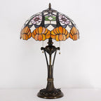 Tiffany Table Lamp Orange Flower Stained Glass Desk Lamp 16X16X24 Inches Reading Light