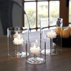 Set of 3 Cylinder Glass Decorative Hurricane Candle Holder Clear Votive Candle Holders Table Centerpieces for Dining Room Wedding Parties Home Decorations