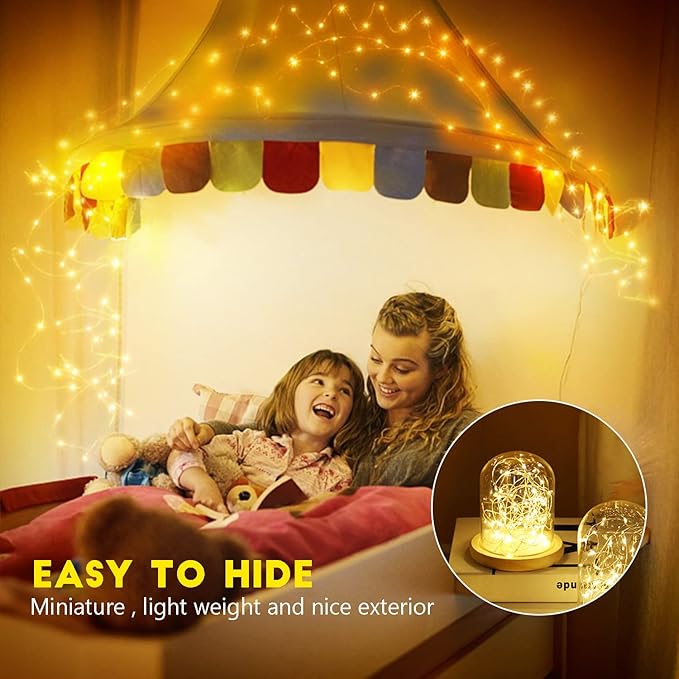 Brightown 24 Pack Fairy Lights Battery Operated - 7Ft 20 Led Mini String Lights Silver Wire Waterproof Firefly Starry DIY Lights for Bedroom Patio Wedding Party Christmas Decor (Warm White)