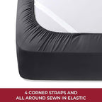 Mellanni RV Short Queen Sheets - 4 PC Iconic Collection Bedding - Hotel Luxury, Extra Soft, Cooling Bed Sheets - Deep Pocket up to 10 inch (RV/Short Queen, Black)