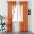 DUALIFE Burnt Orange Sheer Curtains 96 Inch Length for Bedroom 2 Panels Elegant Terracotta Grommet Top Drapes Sheer Curtain Panels for Living Room 52x96 Inches 8 FT Rust Red