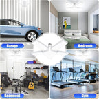 Led Garage Lights 4 Pack, Coomoors 80W LED Shop Light, 8000LM 6500K E26/E27 Garage Ceiling Light with 5 Adjustable Panels 80W-4 Pack