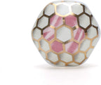 Perilla Home Set of 6 Ceramic Knobs Decorative Knobs for Room Kitchen Cabinet Hardware Cupboard Door Knobs Dresser Wardrobe and Drawer Pulls (Pink & White)