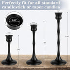 Candle Stick Candle Holder Set of 3 Black Candlestick Holders Taper Candle Holders for Table Centerpiece Decor Metal Candle Stick Holder Vintage Candle Holder for Wedding Party Home Decor