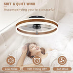 VOLISUN Low Profile Ceiling Fans with Lights and Remote, 19.7in Farmhouse Ceiling Fans with Light Flush Mount, 3000K-6500K Dimmable Fandelier LED Fan Light, Bladeless Ceiling Fans for Bedroom