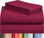 LuxClub Twin XL Sheets - Soft Twin Bed Sheets for-Boys-and-Girls-3 PC Deep Pockets Wrinkle Free-Kids-Fitted Sheets Machine Washable Hotel Bedding Silky Soft - Burgundy Twin XL
