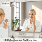 32x36 Inch Brushed Nickel Bathroom Mirror, Brushed Silver Metal Framed Wall Mirror, Rounded Corner Rectangle Modern Vanity Mirror, Tempered Glass, Anti-Rust, Shatterproof (Horizontal/Vertical)