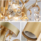WUZUPS Crystal Chandelier Flushmount Ceiling Light Modern Lighting Fixture for Bedroom Hallway Bar Kitchen Bathroom, H 17.5'' x W 19.3'', E12 Base, Gold
