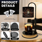 Candles Warmer Lamp with Timer and Dimmer, Home Bedroom Decor, Electric Adjustable Candle Wax Warmer Melter, Vintage Decor Birthday Monther Day Gifts,2 Bulbs，Black