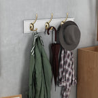IBosins 12 Pack Antique Brass Coat Hooks Wall Mounted with 24 Screws Retro Double Hooks Utility Antique Brass Hooks for Coat, Scarf, Bag, Towel, Key, Cap, Cup, Hat
