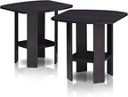Furinno Simple Design End Table, 2-Pack, Dark Walnut