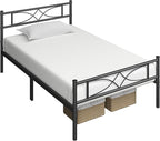 Yaheetech Twin Size Bed Frame Metal Platform Bed with Curved Design Headboard Footboard/No Box Spring Needed/Mattress Foundation/Heavy-Duty Support/Easy Assembly/Black
