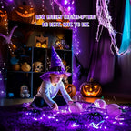 JMEXSUSS 8 Pack 50 LED Fairy Lights Battery Operated - Purple Halloween Lights for Gift Party Garden Patio Home Halloween Christmas Decorations