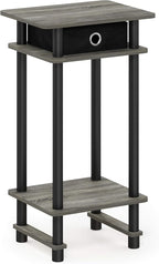 Furinno Turn-N-Tube Tall End Table, French Oak Grey/Black/Black