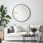 Round Mirror, Black Round Mirror 24 inch, Circle Wall Mirrors Metal Frame, Circular Mirrors for Wall, Living Room, Bathroom, Vanity, Entryway, Hallway.