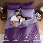 HEVUMYI Purple & Light Purple Twin Comforter Set - 5-Piece All Season Bed in a Bag Twin, Ultra Soft Bedding Set with Comforter, Flat Sheet, Fitted Sheet, Pillowcases, Pillow Shams