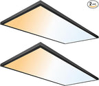 Ultralux 2x4 ft Surface Mount Ceiling Light Panel – Slim, Edge Lit, Flush Mount Flat Panel for Kitchen, Home & Office - TRIAC Dimmable, 3CCT Adjustable Color Temperature (Matte Black, 2 Pack)