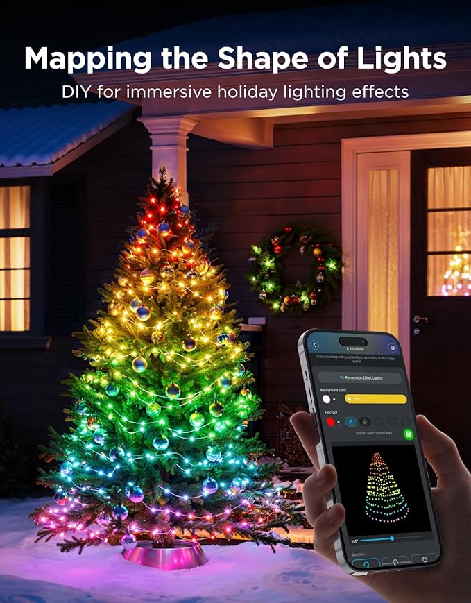 Govee Christmas Lights 2, RGBWIC 328FT 1000LEDs String Lights for Holiday Decor, Smart Indoor Outdoor LED Decoration, Shape Mapping Function, 130+ Scene Modes, APP Control, Clear Wire