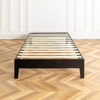 Mellow Naturalista Grand 12 Inch Solid Wood Platform Bed with Wooden Slats, Easy Assembly, Twin, Black