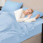 Mejoroom Twin Sheet Set - Hotel Collection Twin Sheets - Bedding Sheets & Pillowcases with Deep Pocket Fitted Sheet, Breathable, Wrinkle & Fade Resistant - 3 Piece(Light Blue)