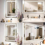 36x36 LED Mirror for Bathroom with Front and Backlit Light Up Digital Mirrors for Wall,Anti Fog,Stepless Dimmable,Tempered Silver Glass Smart Vanity Mirror for Bathroom