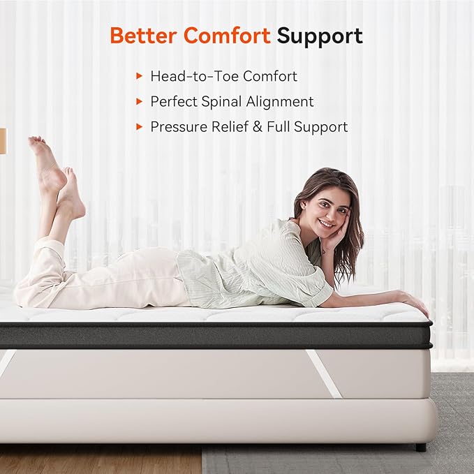 ELEMUSE 3 Inch Twin Memory Foam Mattress Topper, High Density Gel Foam Bed Toppers with Cooling Pillowtop for Back Pain Relief, Medium Firm Mattress Pad for Comfort Body Support