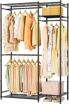 Neprock Portable Closets for Hanging Clothes, Freestanding Clothing Rack with 3 Hang Rods & 5 Shelves, Metal Wardrobe Garment Rack for Bedrooms
