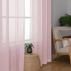 OWEINE Sheer Curtains 90 Inches Long 2 Panels Set, Light Filtering Fimly Voile Solid Blush Window Curtain Panels for Living Room Bedroom, Soft Voile Sheer Curtains & Drapes, Total 84 Inches Width