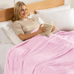 Exclusivo Mezcla Fleece Throw Blanket Extra Large, Super Soft and Warm Blankets for Couch, Sofa and Bed Waffle Textured, Cozy, Fuzzy and Lightweight (Light Pink, 50x70 Inches)