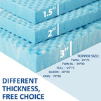 SINWEEK 1.5 Inch Memory Foam Mattress Topper Twin XL, Twin Extra Long Mattress Pads for College Dorm Single Bed, Pressure Relieve CertiPUR-US Certified, 39x80 Inches, Blue