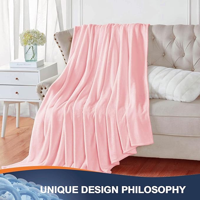 Walensee Fleece Blanket Plush Throw Fuzzy Lightweight (Queen Size 90x90 Pink) Super Soft Microfiber Flannel Blankets for Couch, Bed, Sofa Ultra Luxurious Warm and Cozy for All Seasons