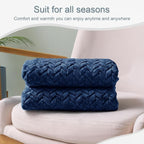 Exclusivo Mezcla Fleece Throw Blanket for Couch, 50x70 Inches Soft Cozy Jacquard Flannel Blankets, Lightweight Fuzzy Plush Warm Throws for Winter, Navy Blue