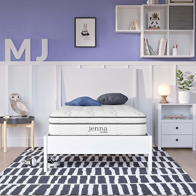 Modway Jenna 8” Innerspring and Memory Foam Twin Mattress With Individually Encased Coils, White