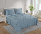100% Egyptian Cotton Sheets For King Size Bed, 800 Thread Count Deep Pocket King Sheet Set, Elasticated Sheet & Pillowcase Sets, No Pill & Shrink, Soft & Comfy Naturally Cool & Breathable- French Blue