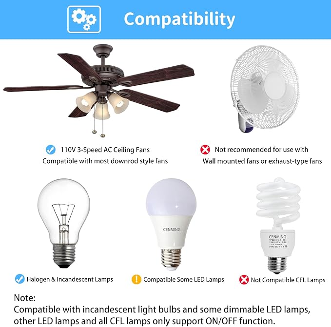 Universal Thermostatic Ceiling Fan Remote Control Kit Replacement for Hampton Bay Home Decorators Collection Hunter Harbor Breeze,w/Speed Control Timer Light Dimmer,for 2AAZPHD3/HD3 KUJCE10320/TR222A