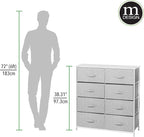 mDesign 38.31" High Steel Frame/Wood Top Storage Dresser Furniture Unit with 8 Removable Fabric Drawers - Large Bureau Organizer for Bedroom, Living Room, or Closet - Lido Collection, Gray