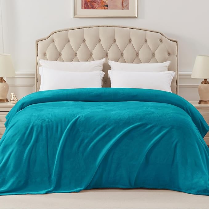 Exclusivo Mezcla Fleece Blanket Twin Size for Bed, Super Soft and Warm, All Season Use, Cozy, Plush, Lightweight, 60x80 Inches Teal