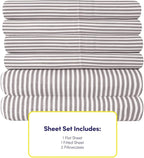 Twin Size Bed Sheets - 4 Piece 1500 Supreme Collection Fine Brushed Microfiber Deep Pocket Twin Sheet Set Bedding - 1 EXTRA PILLOW CASES, GREAT VALUE, Twin, Classic Stripe Gray