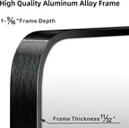 Black Bathroom Mirror for Wall, 30x36 Inch Brushed Matte Black Metal Framed Rectangle Wall Mirror for Bathroom Vanity, Living Room, Bedroom, Farmhouse, Hangs Vertically or Horizontally